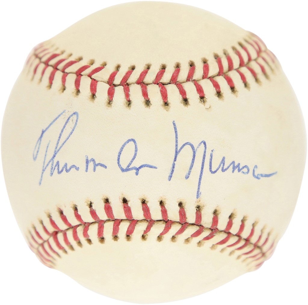 - Stellar 1976 Thurman Munson Single Signed Baseball (PSA NM-MT 8)