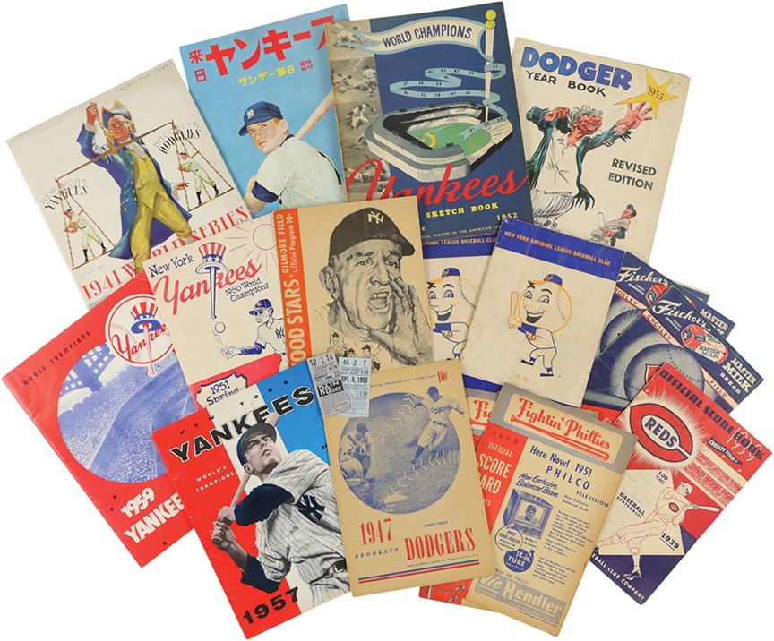 - Vintage Program, Ticket, and Yearbook Collection with 1947 Jackie Robinson Day & Pre-Rookie Mantle (18)