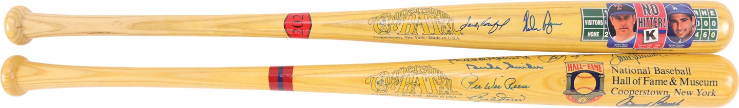Baseball Autographs - Pair of Hall of Famers Signed Bats with (20) Signatures