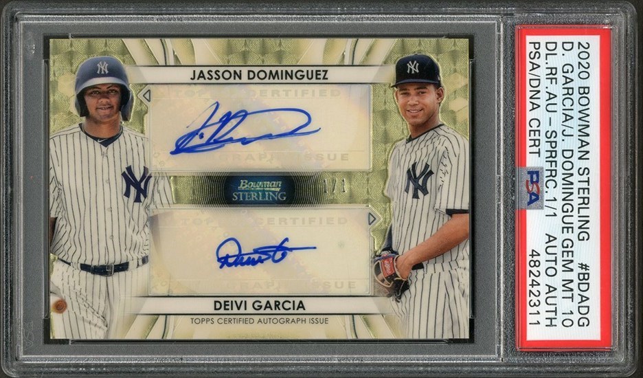 Baseball and Trading Cards - 2020 Bowman Sterling Jasson Dominguez & Deivi Garcia Dual Superfractor "1/1" Rookie Autograph PSA GEM MINT 10