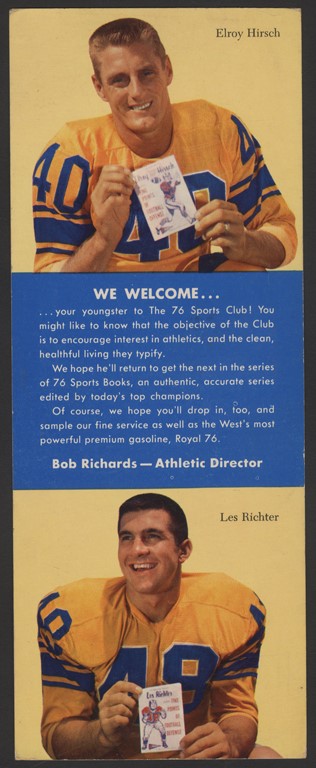 Football - Circa 1957 Elroy Hirsch & Les Richter 76 Sports Club Postcard