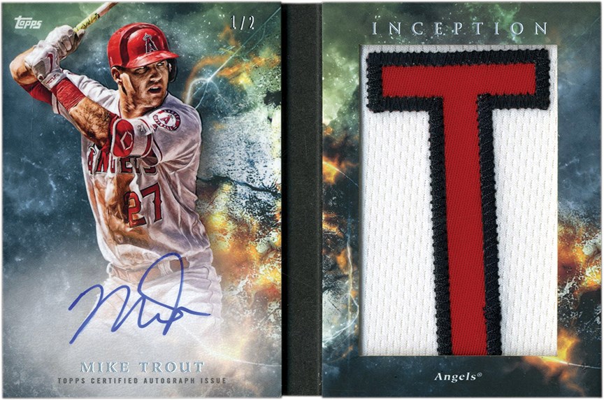 Baseball and Trading Cards - 2018 Topps Inception Mike Trout "1 of 2" Letter Patch Autograph
