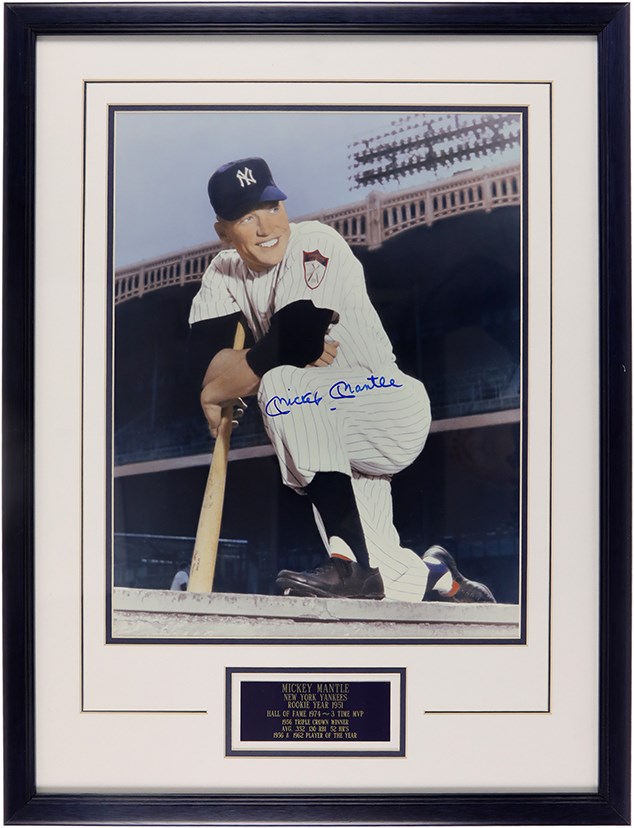 Mantle and Maris - Beautiful Mickey Mantle Signed Oversized Photograph