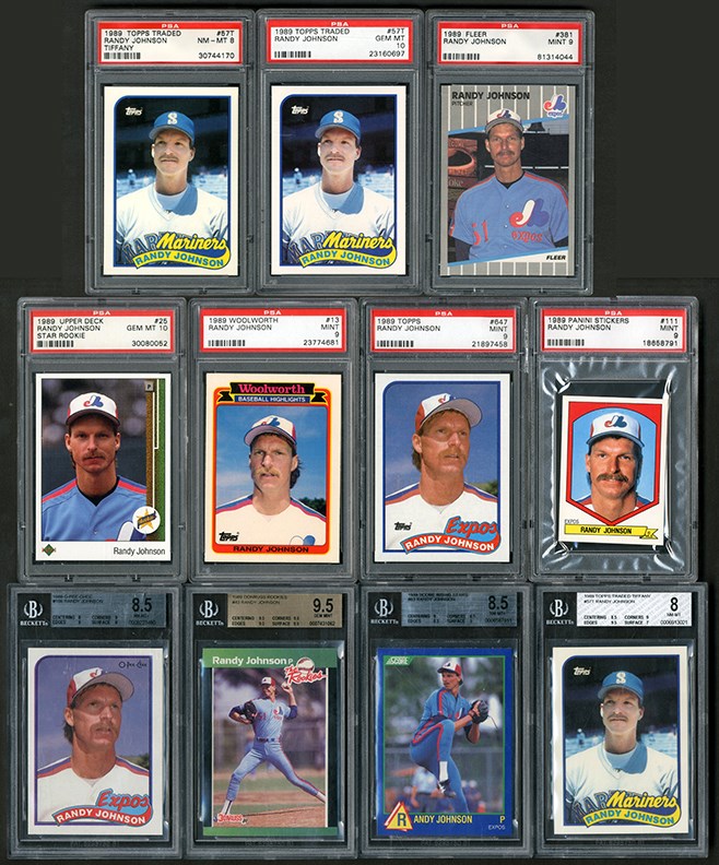 Baseball and Trading Cards - 1989 Randy Johnson PSA & BGS Graded Rookie Collection with Traded Tiffany & Two PSA 10s (11)