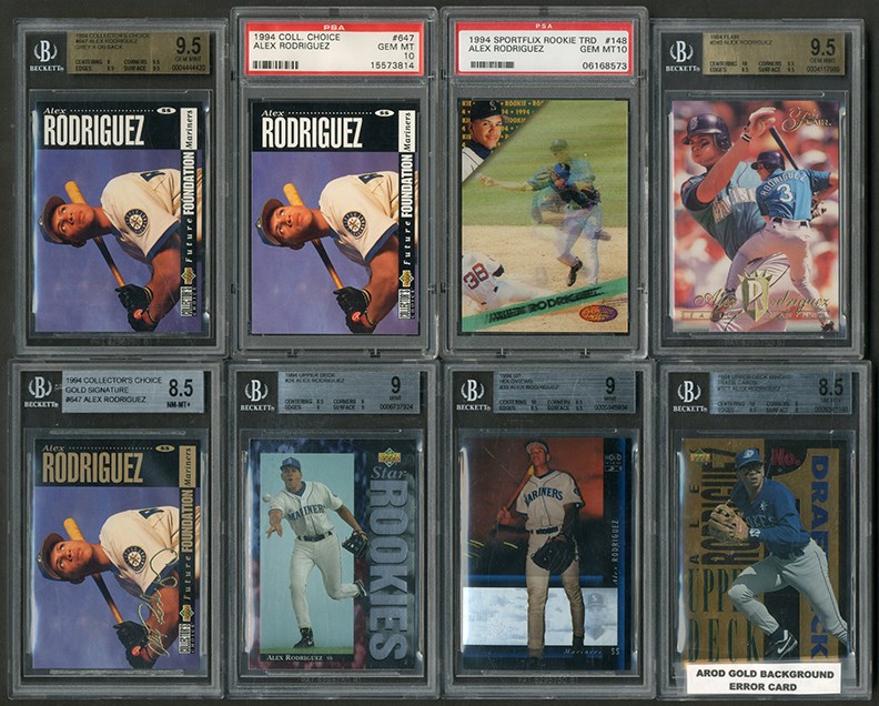 - 1994 Alex Rodriguez "High Grade" PSA & BGS Graded Rookie Collection with PSA 10s (19)