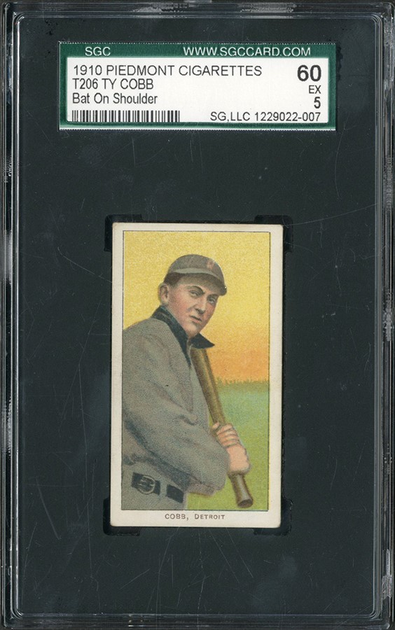 Baseball and Trading Cards - 1910 T206 Piedmont Ty Cobb Bat on Shoulder SGC EX 5