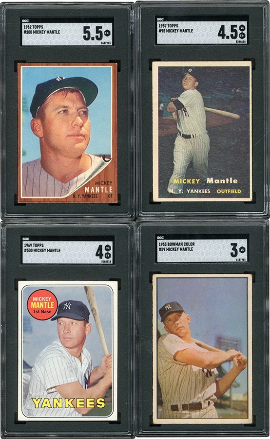 Baseball and Trading Cards - 1953-1969 Topps & Bowman Mickey Mantle Quartet