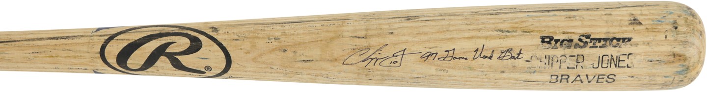 - 1997 Chipper Jones Atlanta Braves Signed Game Used Bat (Photo-Matched & PSA GU 10)
