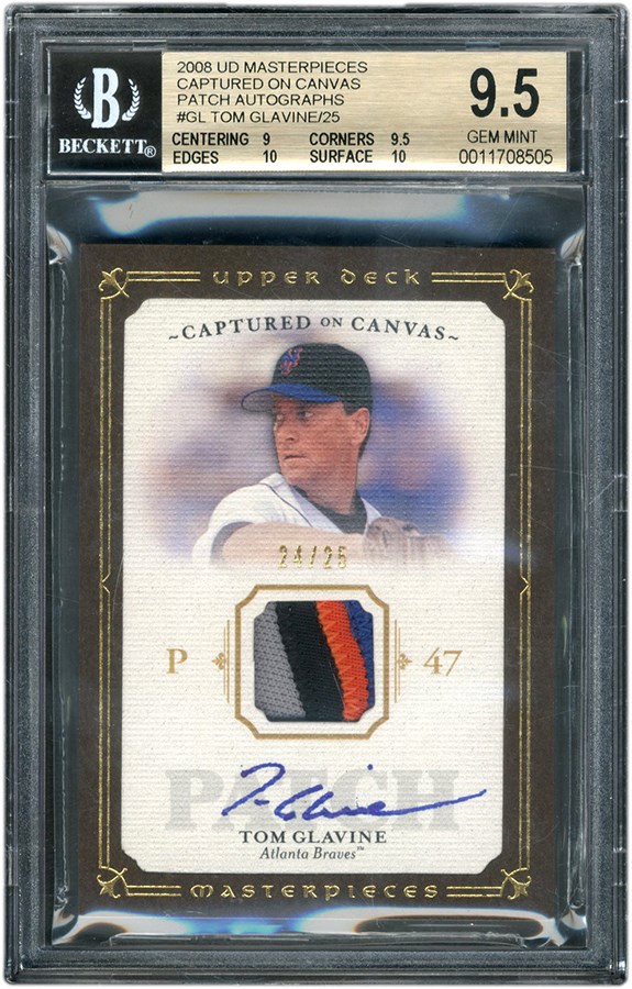 Baseball and Trading Cards - 2008 UD Masterpieces #GL Tom Glavine Canvas Autograph Patch 24/25 BGS GEM MINT 9.5