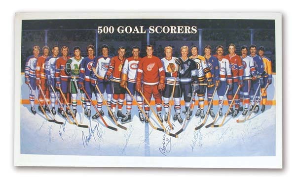 1990’s Autographed 500-Goal Scorer Print (21x38”)