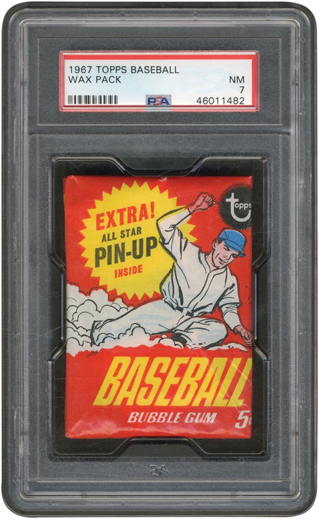 Baseball and Trading Cards - 1967 Topps Baseball Unopened Wax Pack PSA NM 7