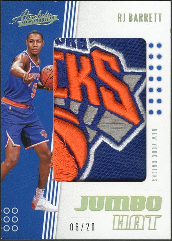 Basketball Cards - 2019 Absolute Memorabilia RJ Barrett Jumbo Hat Logo Patch 6/20