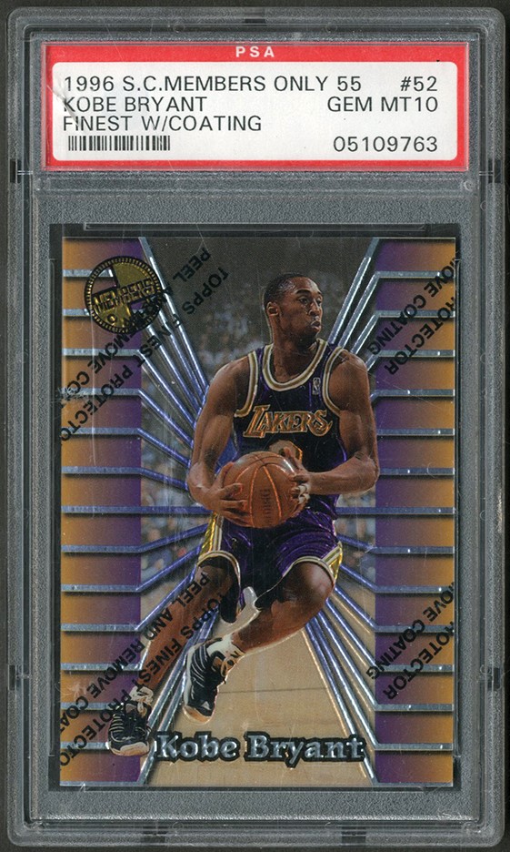 Basketball Cards - 1996 Topps Stadium Club Members Only 55 #52 Kobe Bryant Rookie w/Coating PSA GEM MINT 10