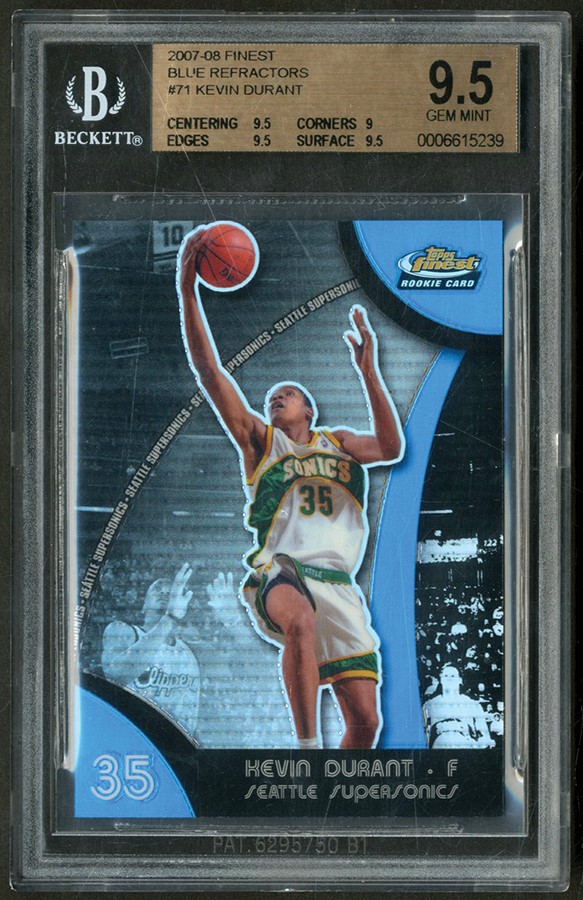 Basketball Cards - 2007-08 Topps Finest Blue Refractors #71 Kevin Durant Rookie 163/199 BGS GEM MINT 9.5