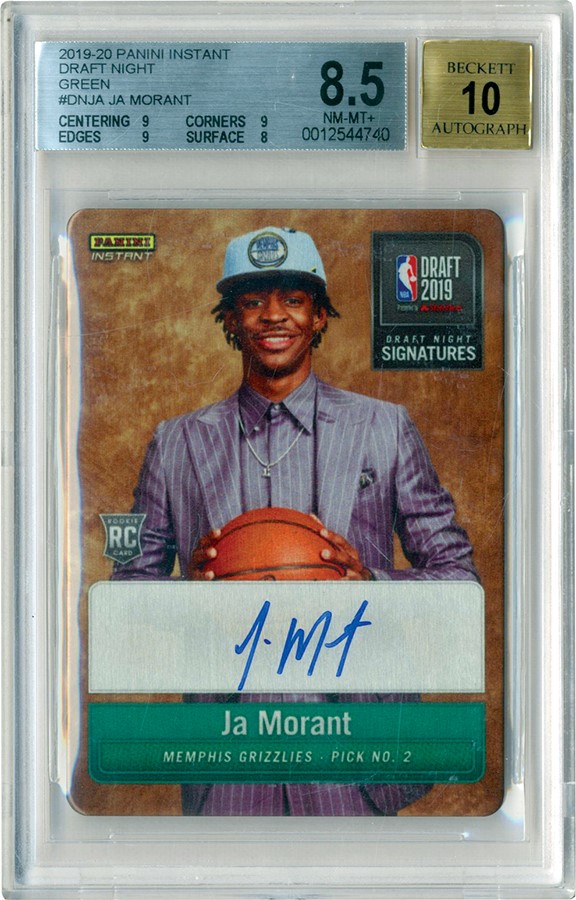 Basketball Cards - 2019 Panini Instant Metal Draft Signatures Green Ja Morant Rookie Autograph 9/10 BGS 8.5 - Auto 10