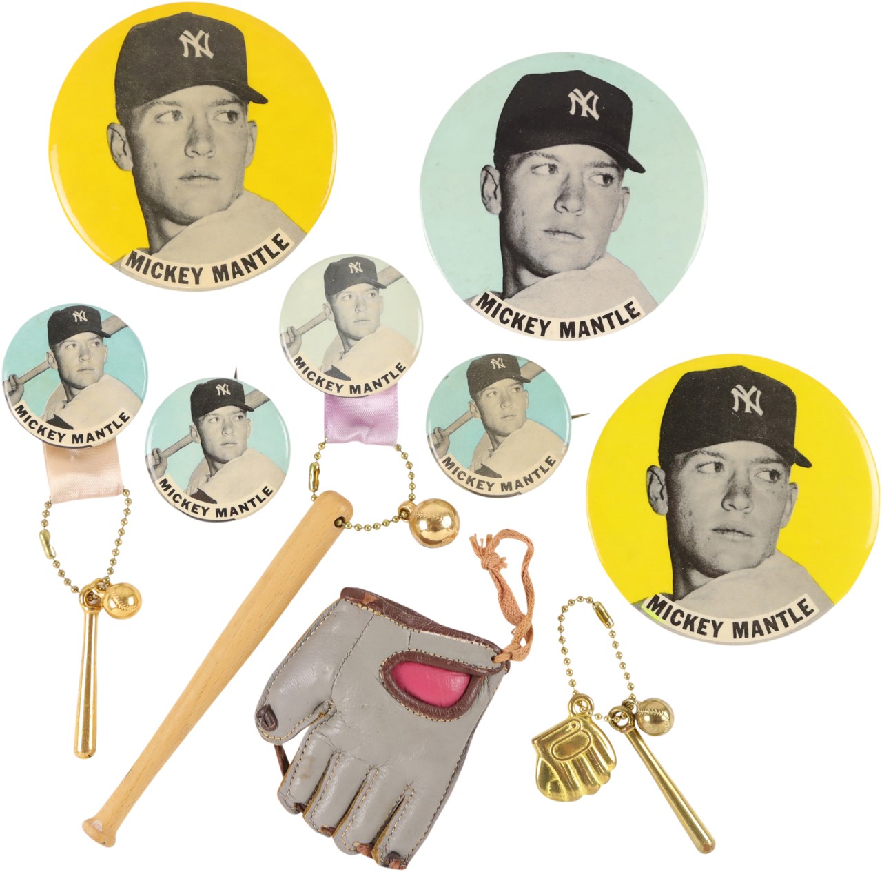 - 1960s Mickey Mantle Pinback and Button Collection with Two Large Yellow Variations (7)