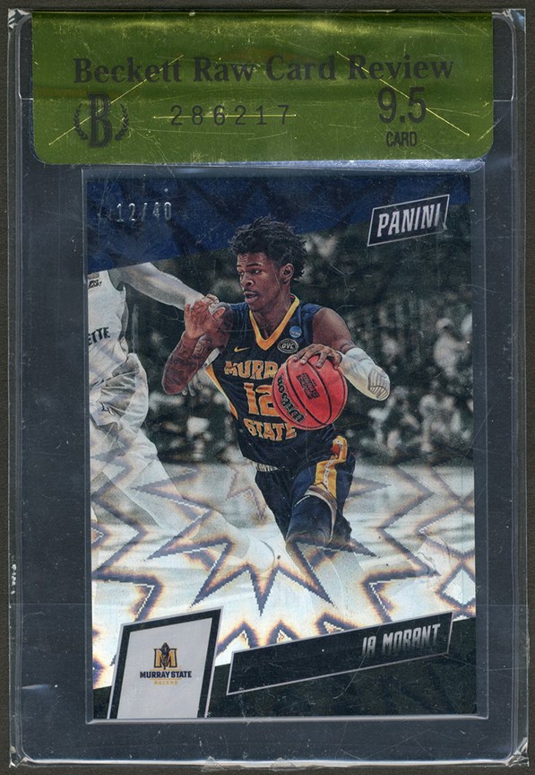 Basketball Cards - 2019 Panini The National College Explosion Ja Morant Rookie - Jersey Number 12 of 40! (Beckett Raw 9.5)