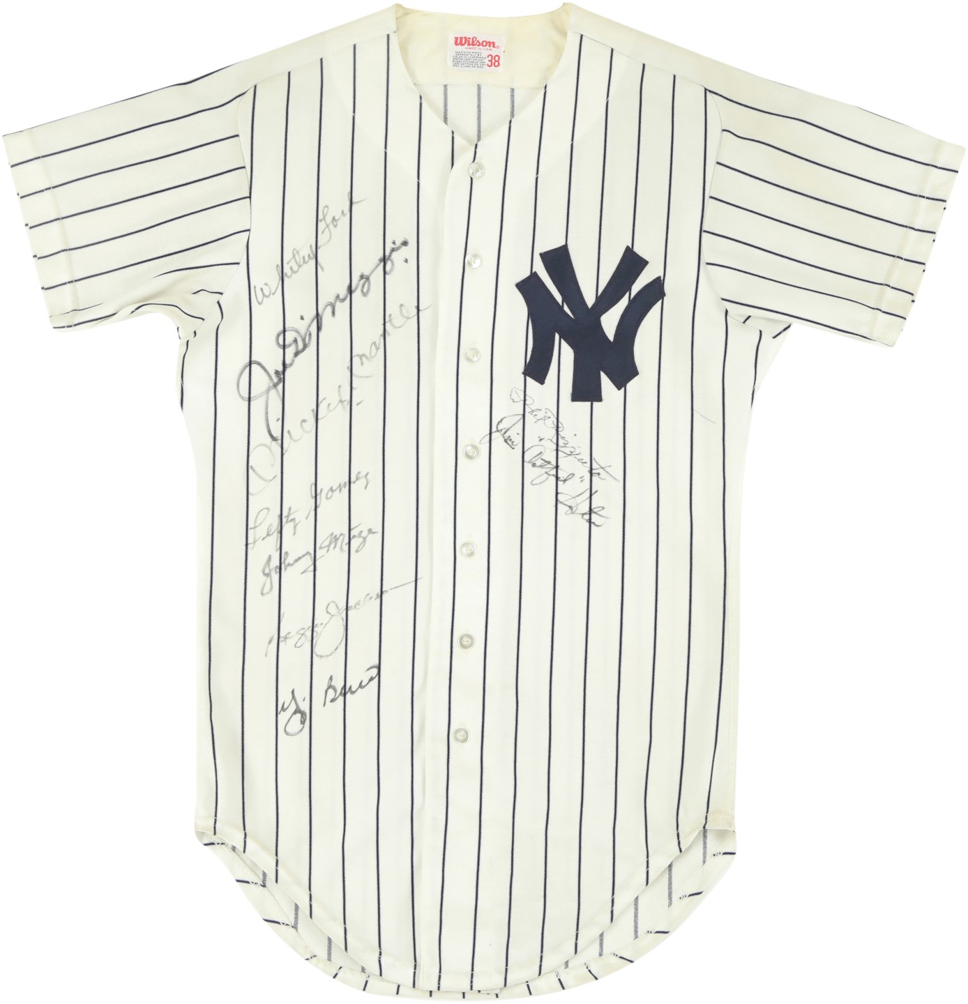 - Spectacular Yankee Hall of Fame Legends Signed Jersey with Mantle & DiMaggio (JSA)