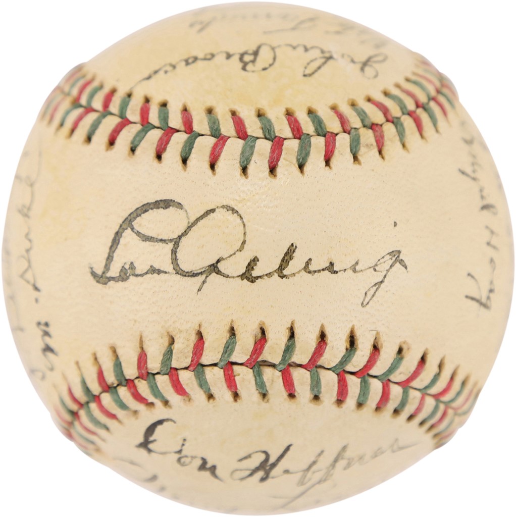 - 1935 New York Yankees Team Signed Baseball (PSA NM 7 Signatures)