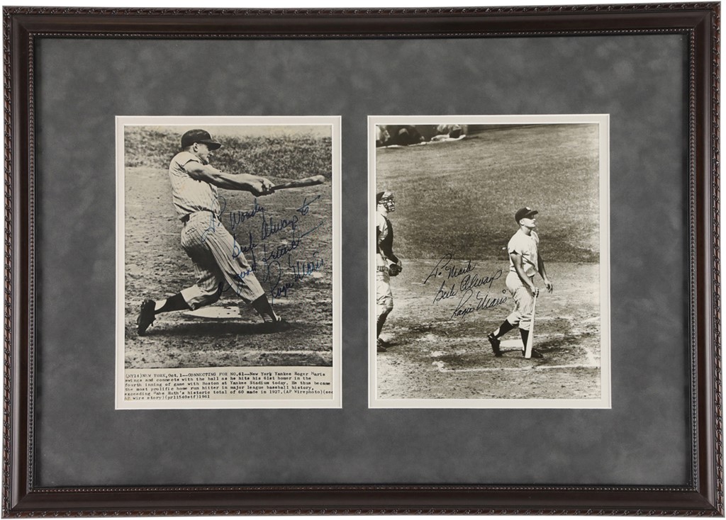 Mantle and Maris - Pair of Roger Maris 61st Home Run Photographs (PSA)