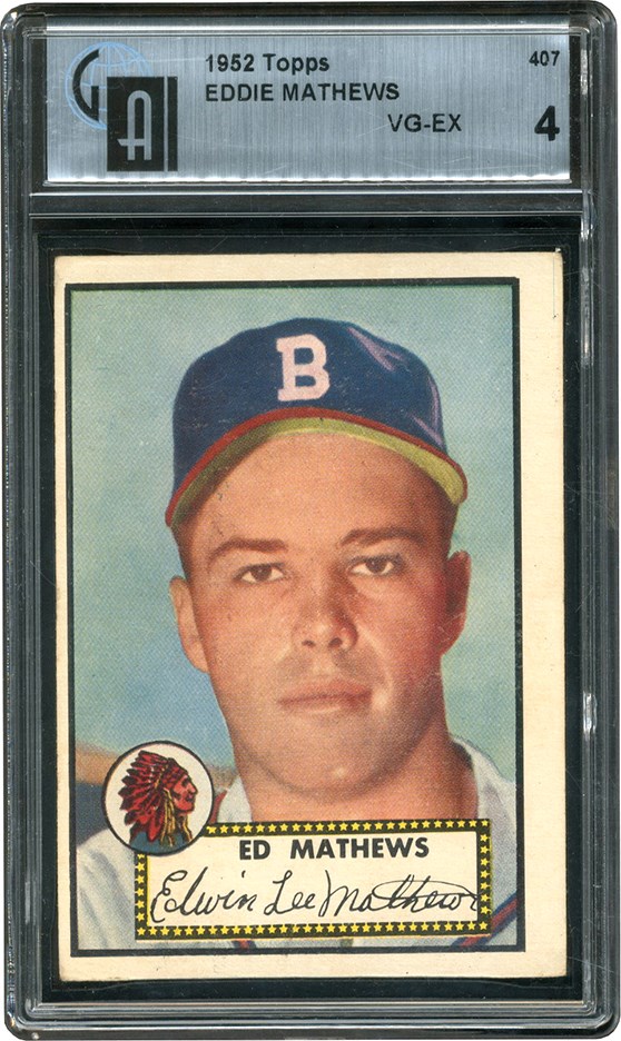 Baseball and Trading Cards - 1952 Topps #407 Eddie Mathews Rookie GAI VG-EX 4