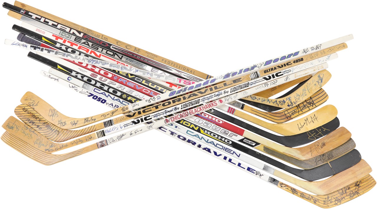 - Game Issued and Signed Hockey Stick Collection with Two Gretzky (16)