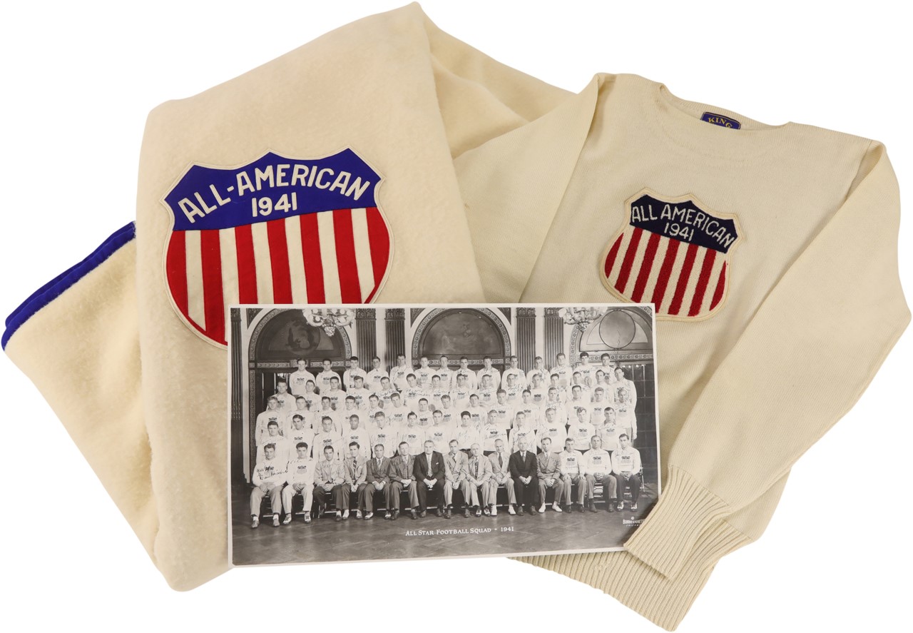 - 1941 All-American Collection with Sweater, Blanket, and Team Photo - Presented to Mike Bucchianeri (Family Sourced)