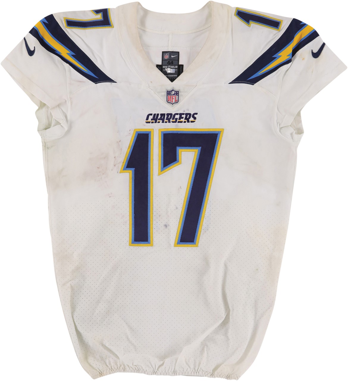 Football - 2017 Philip Rivers San Diego Chargers Game Worn Jersey - Photo-Matched to Two Games (Photo-Matching LOA & Chargers LOA)