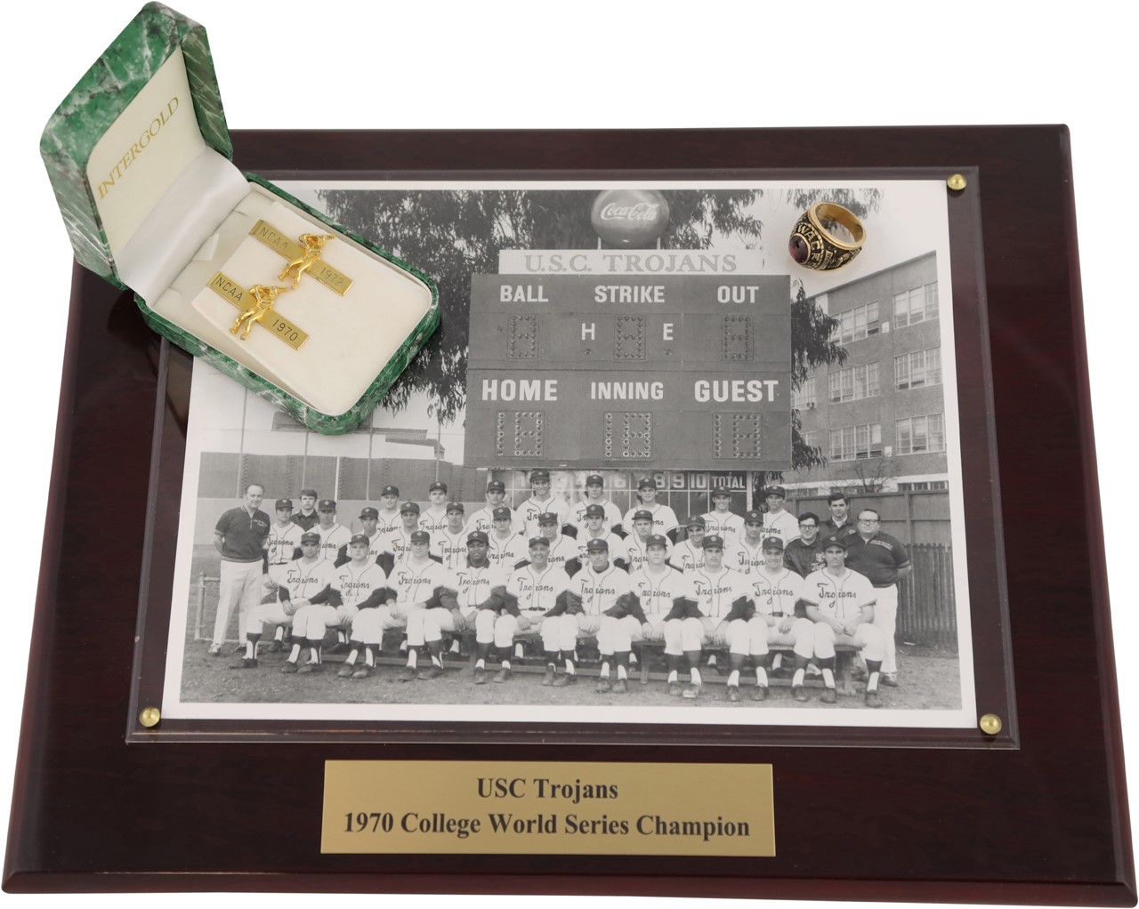 Marlins Scout Collection - 1970/72 USC Championship Tie Clips and 1974 WAC Arizona Championship Ring (Marlins Scout Collection)