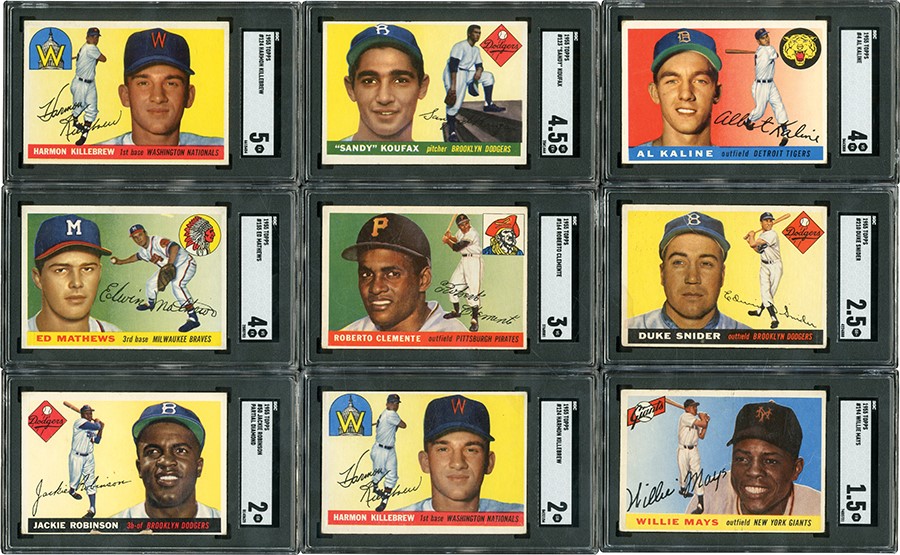 Baseball and Trading Cards - 1955 Topps "Best of the Best" Hall of Famer SGC Graded Collection w/Clemente & Koufax Rookies (15)