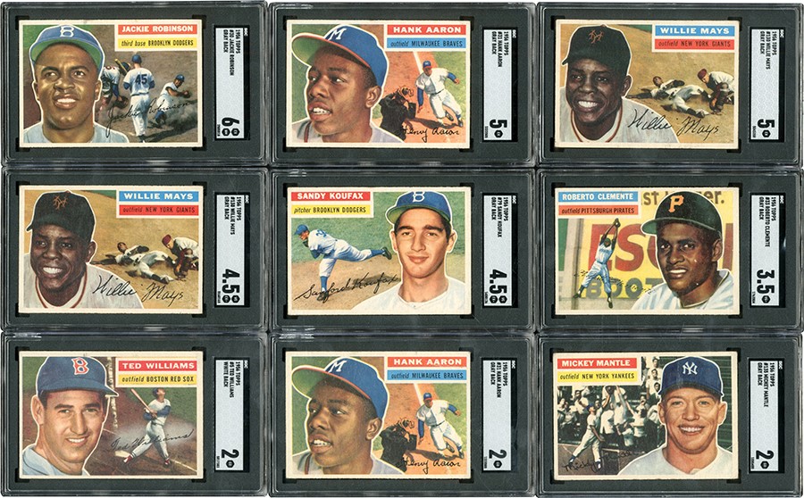 Baseball and Trading Cards - 1956 Topps "Best of the Best" Hall of Famer SGC Graded Collection (9)