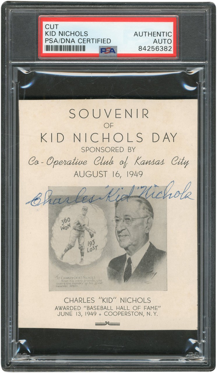 Baseball Autographs - Kid Nichols Day Signed Souvenir Card (PSA)