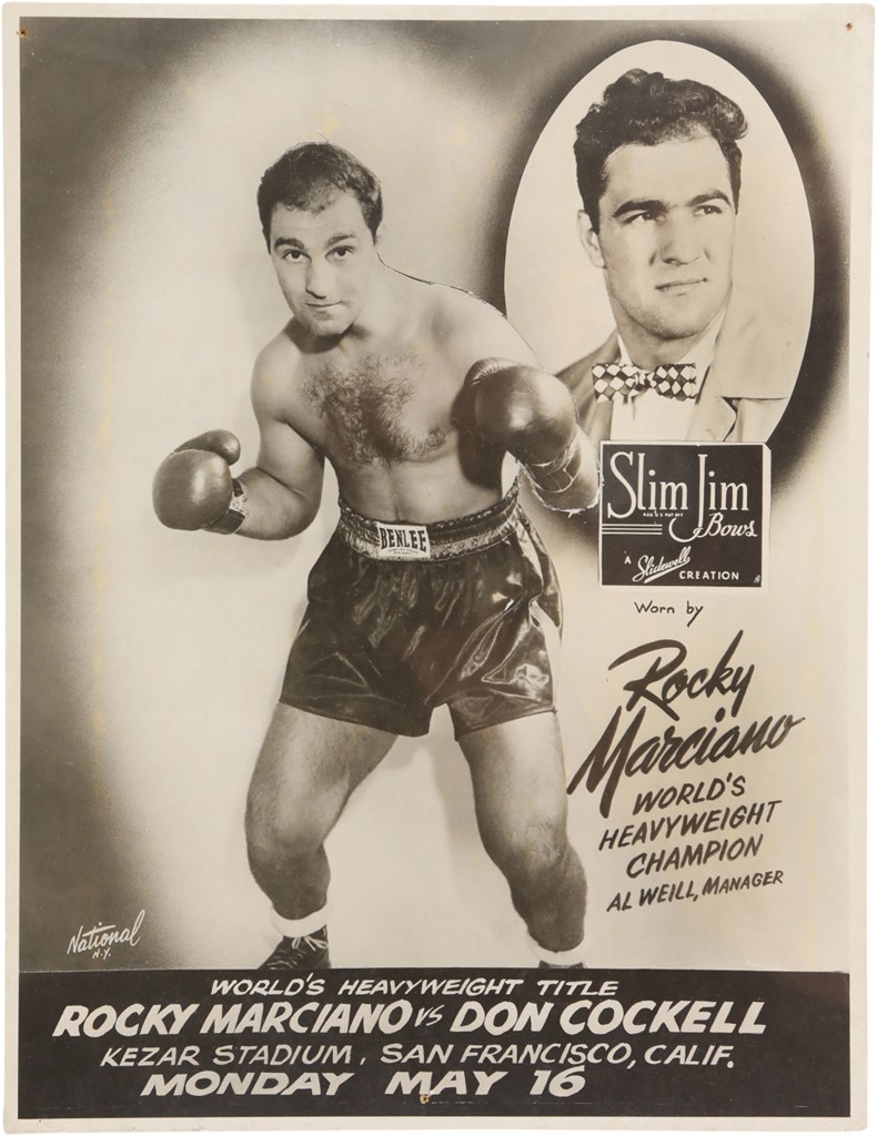 Muhammad Ali & Boxing - 1955 Slim Jim Bows Countertop Display Rocky Marciano v. Don Cockell