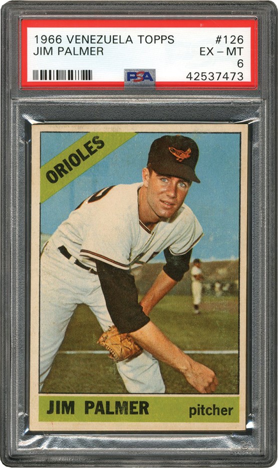 Baseball and Trading Cards - 1966 Topps Venezuela #126 Jim Palmer Rookie PSA EX-MT 6