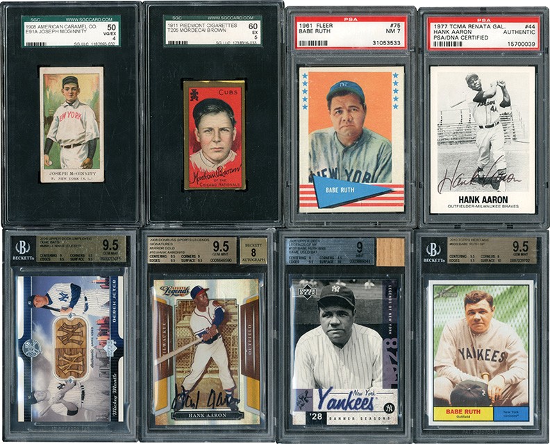 Baseball and Trading Cards - Legendary Baseball Hall of Famer Collection with PSA & BGS Graded - Ruth, Young, Mantle, Cobb (800+)