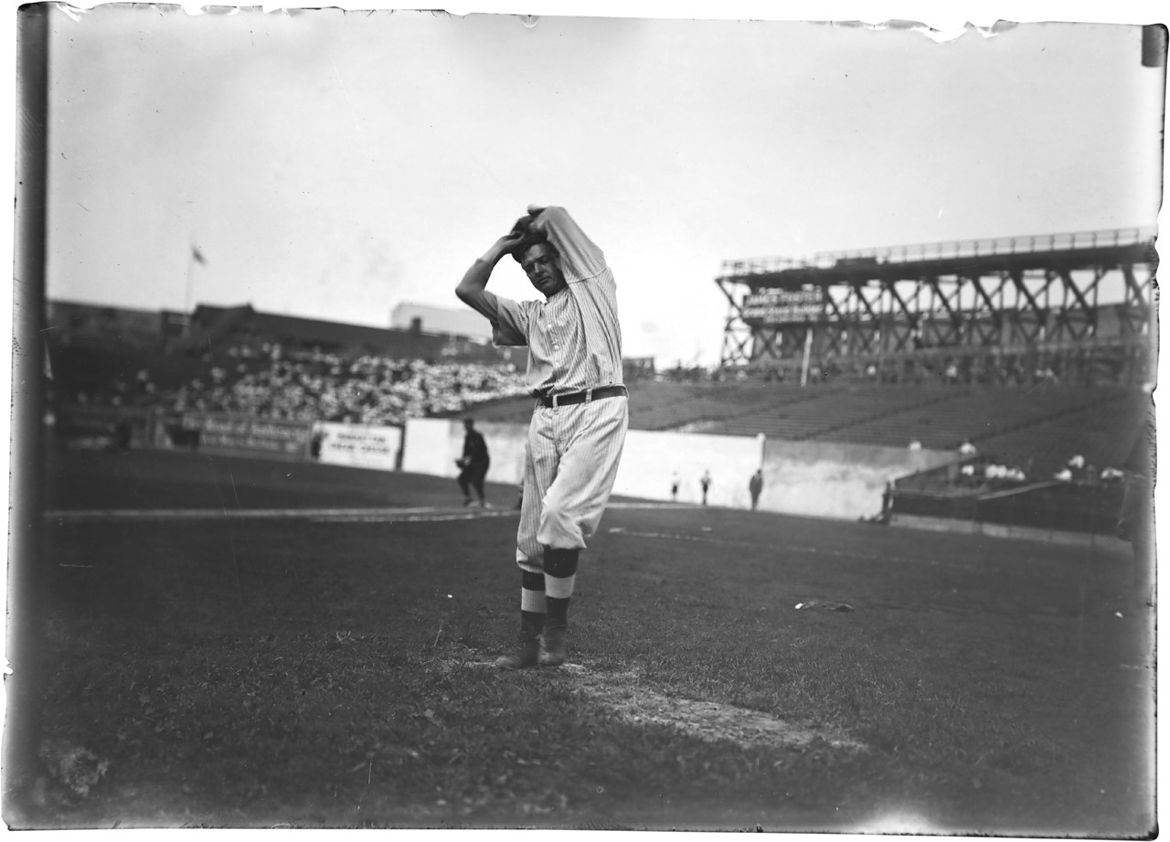 The Brown Brothers Collection - Christy Mathewson Winds Up Glass Plate Negative