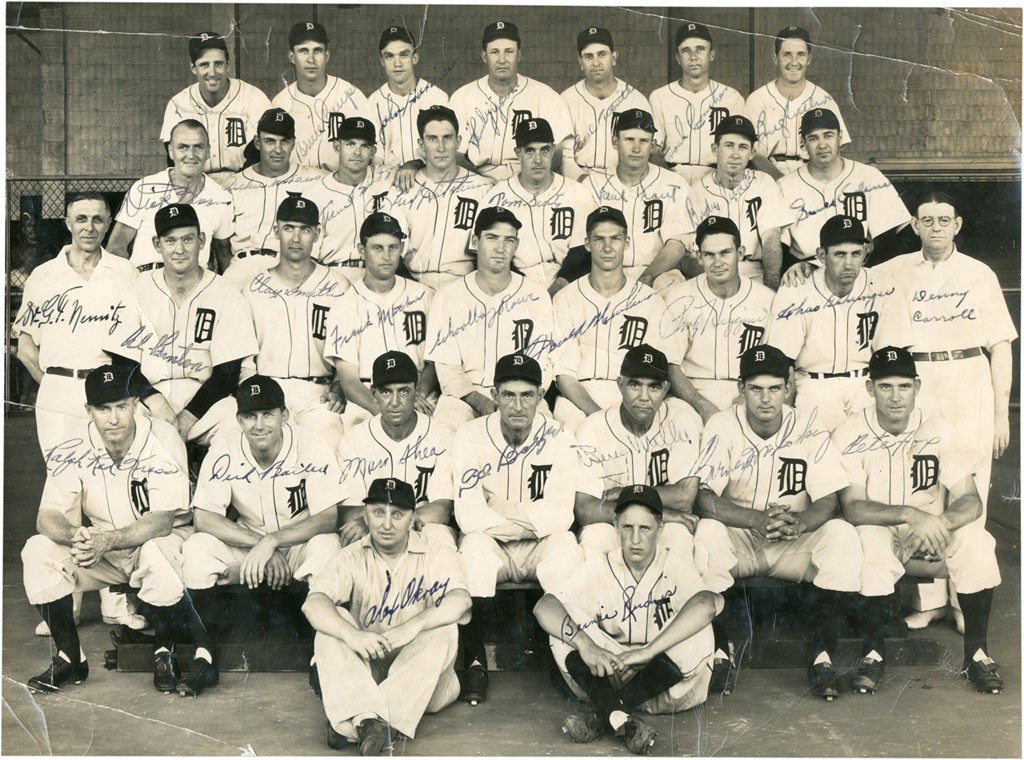 Ty Cobb and Detroit Tigers - 1940 American League Champion Detroit Tigers Team Signed Photo
