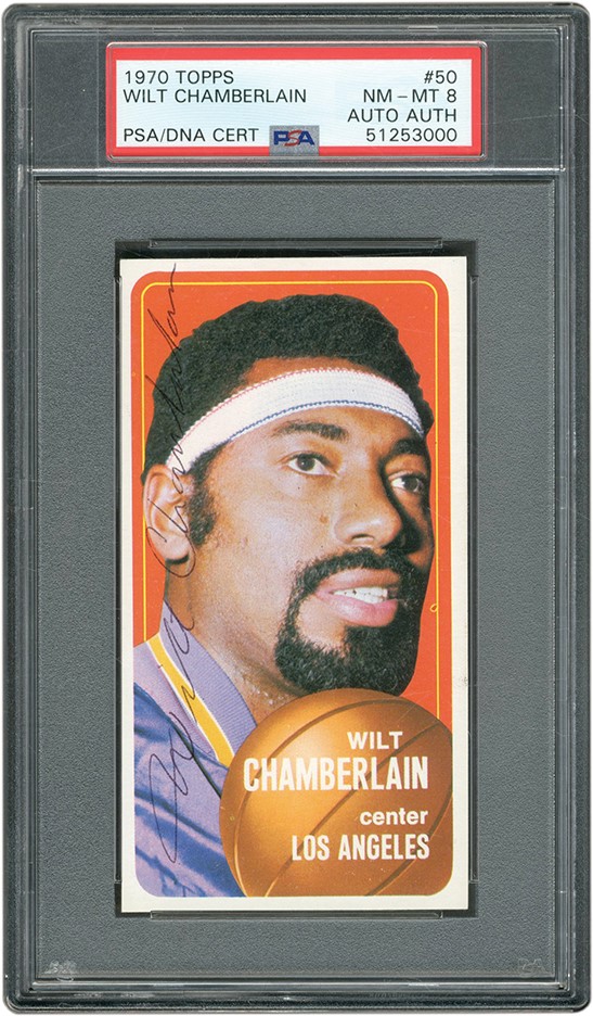 Basketball Cards - 1970 Topps #50 Wilt Chamberlain Signed PSA NM-MT 8 (Pop 1 - Highest Graded!)