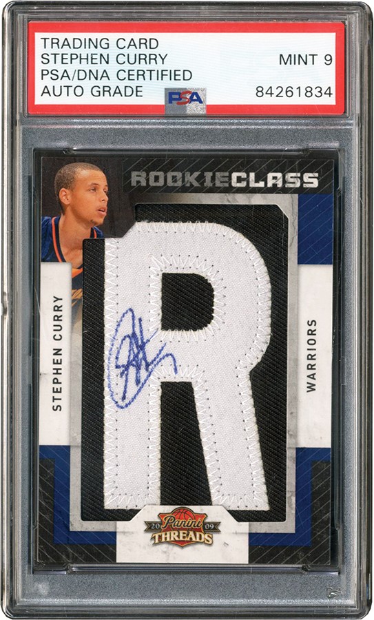 Basketball Cards - 2009-10 Panini Threads Rookie Class #107 Stephen Curry Rookie Autograph Patch (PSA MINT 9 Auto)