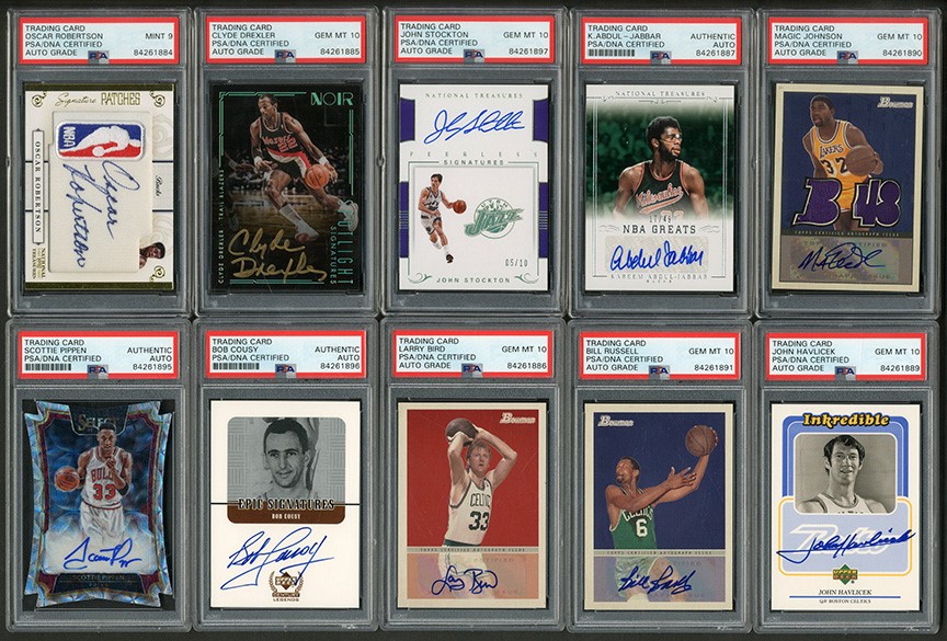 Basketball Cards - 38 of 50 NBA Greatest Players Signed Trading Card Archive