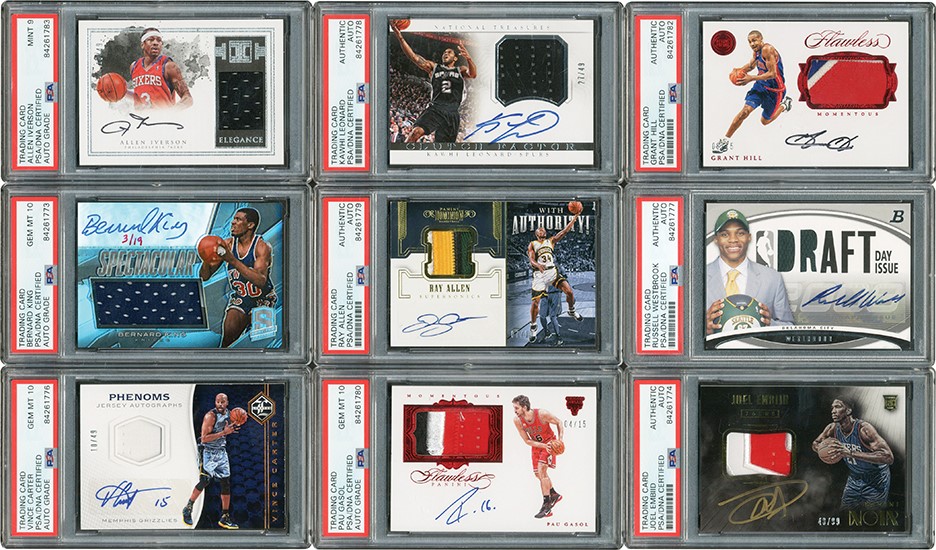 Basketball Cards - 2008-2018 NBA Superstars Autograph Game Worn Jersey Patch Collection (9)