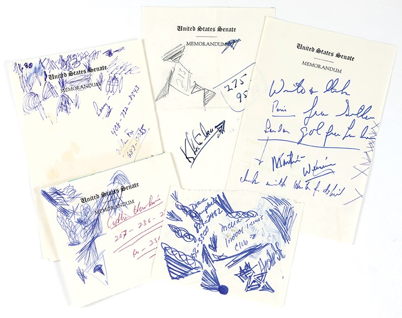 Rock And Pop Culture - Ted Kennedy Doodles & Sketches on United States Senate Letterhead