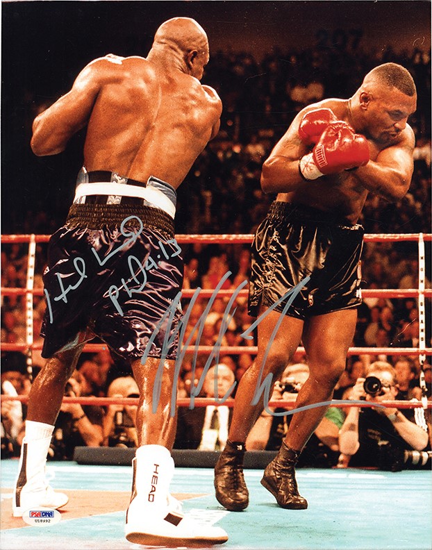 Muhammad Ali & Boxing - Mike Tyson & Evander Holyfield Signed Oversize Photograph (PSA)