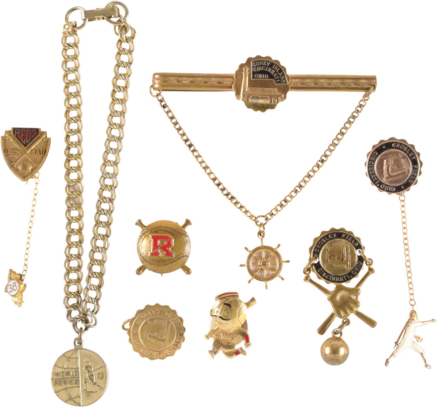 Pete Rose & Cincinnati Reds - Vintage Cincinnati Reds/Crosley Field Jewelry Items (8)