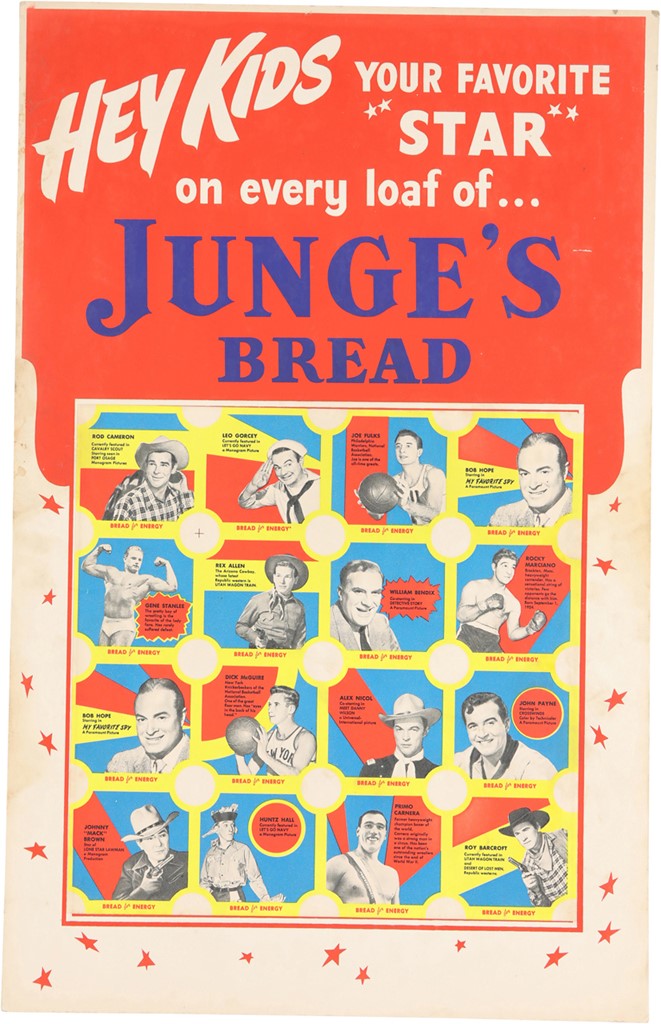 - 1950-51 Junge's Bread for Energy Carboard Advertising Sign