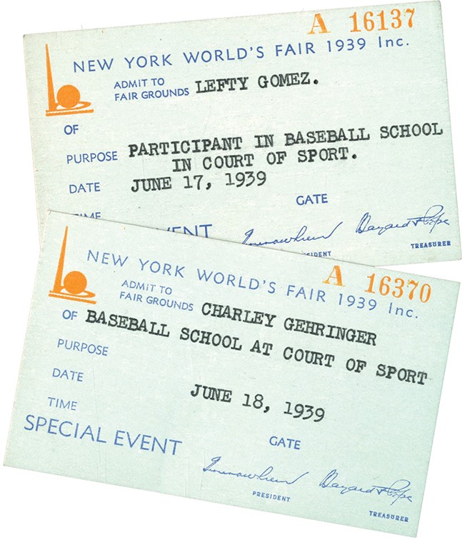 Baseball Memorabilia - Lefty Gomez and Charley Gehringer Academy of Sports Membership Cards (2)