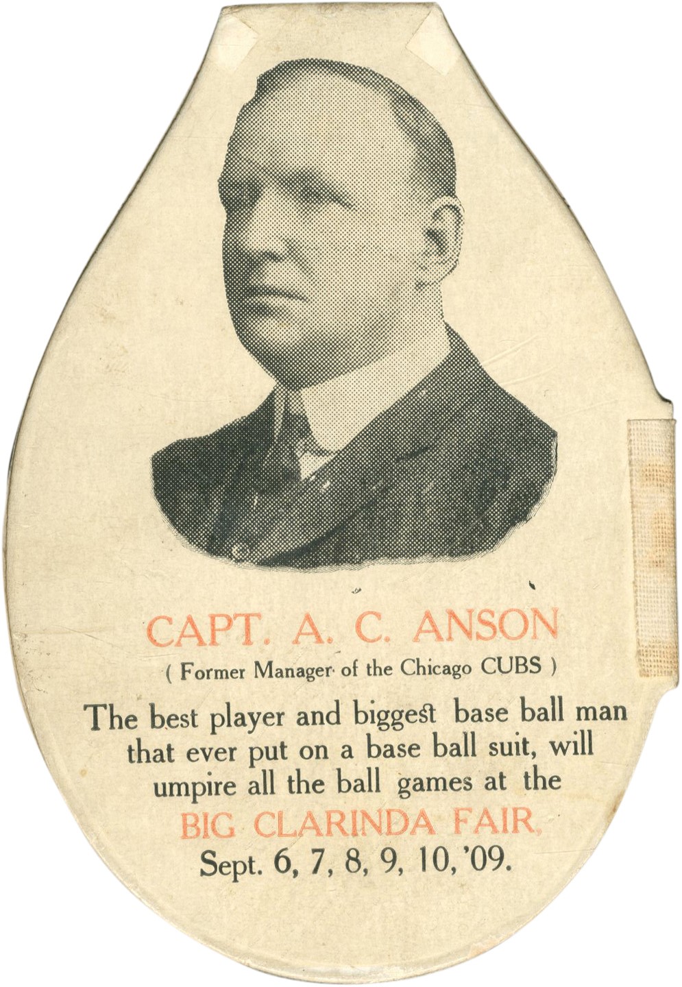 Early Baseball - 1909 Cap Anson Noisemaker