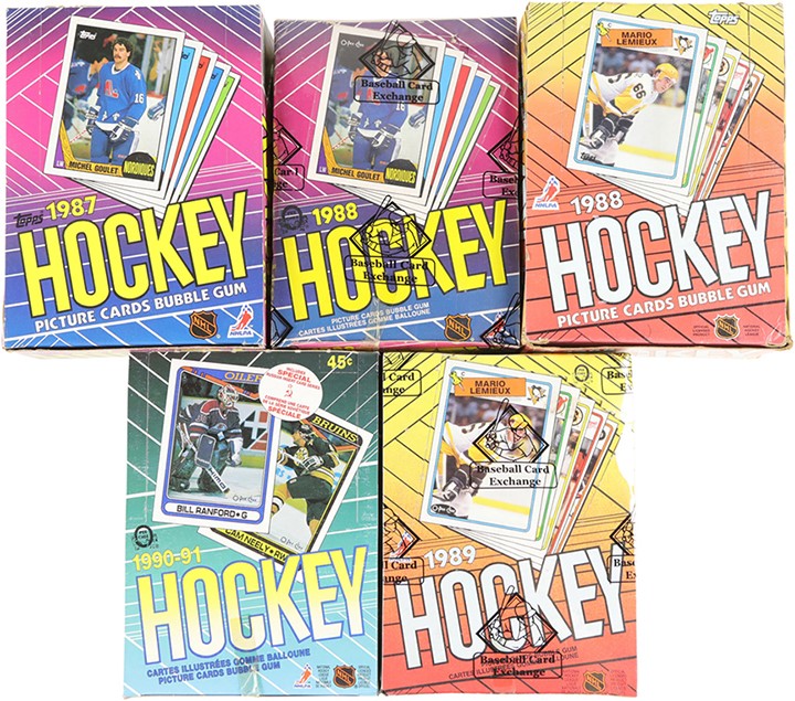 Hockey Cards - 1986-87 thru 1990-91 Topps & O-Pee-Chee Unopened Wax Boxes (5)