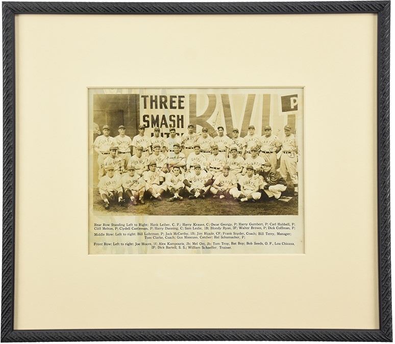- 1938 New York Giants Team Signed Photograph with Mel Ott (JSA)