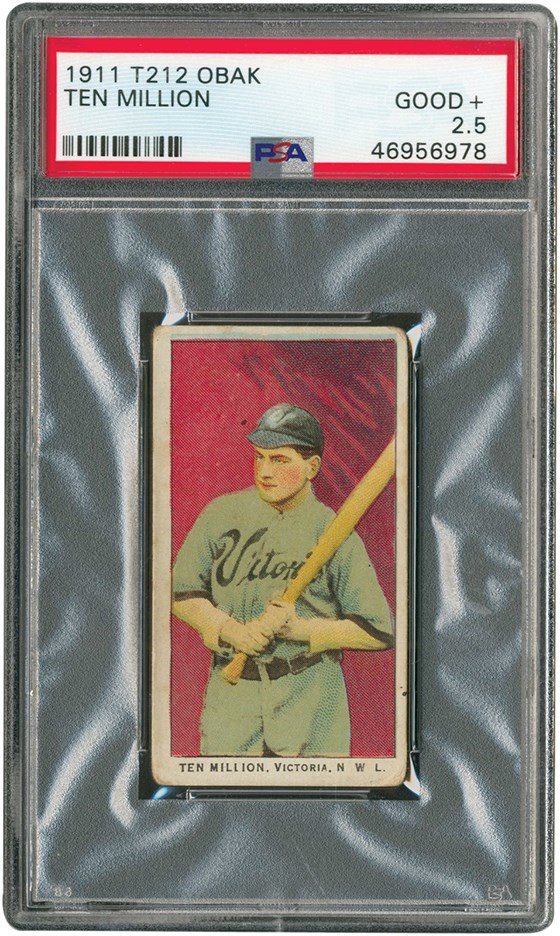Baseball and Trading Cards - 1911 T212 Obak Ten Million Card PSA GD+ 2.5